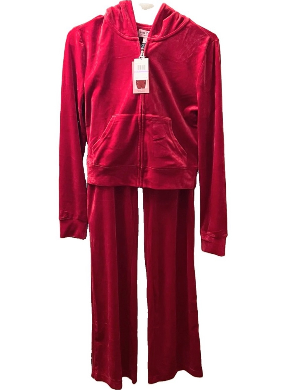 Juicy Couture Bling Velour Tracksuit Hoodie & Pants COCO RED Size S NEW!
